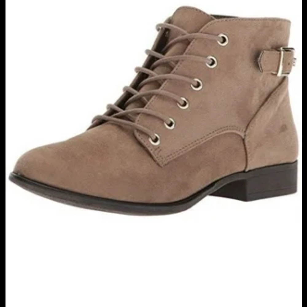 Call It Spring Tan Ankle Booties with Lace-Up Design